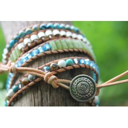 Wrap bracelet fivefold jasper oval emotional stability meditation protection bracelet