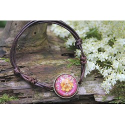 Blumenarmband Armband mit getrockneter Blume in Harz  Blütenarmband Rot/Gelb