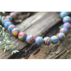 Acrylic bead bracelet multicolored yellow + red + blue