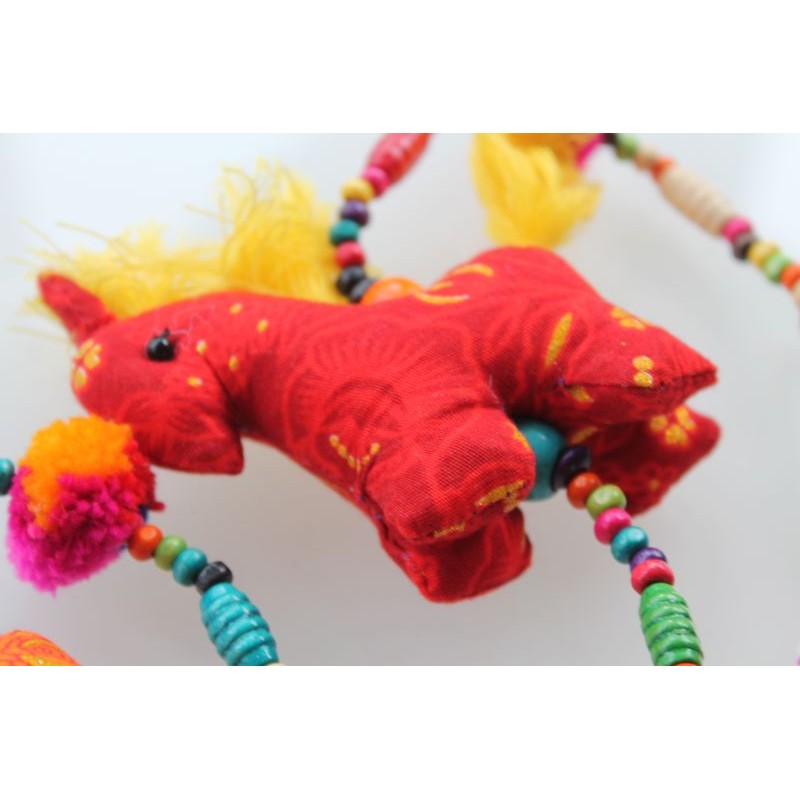 copy of Hanging decoration 3x horse made of fabric wooden beads 105 cm