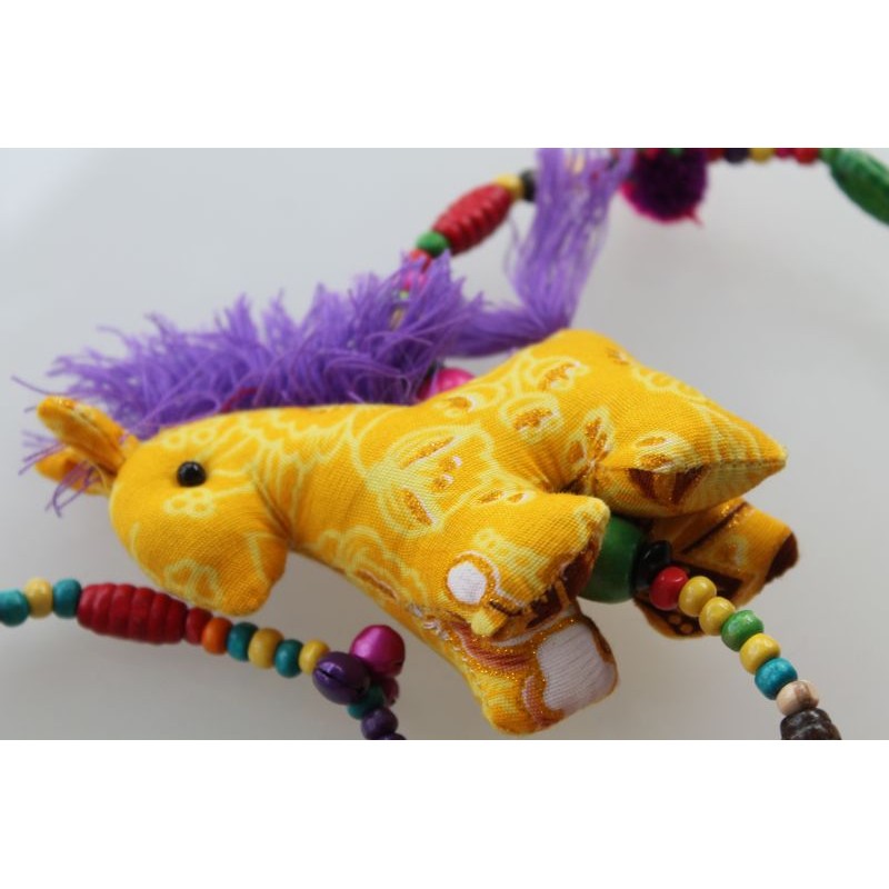 copy of Hanging decoration 3x horse made of fabric wooden beads 105 cm
