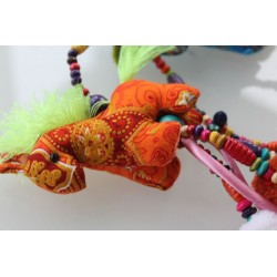 Hängedeko 3x Pferd aus Stoff Holzperlen 105 cm - HÄNGEDEKO3736