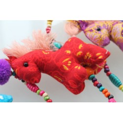 copy of Hanging decoration 3x horse made of fabric wooden beads 105 cm