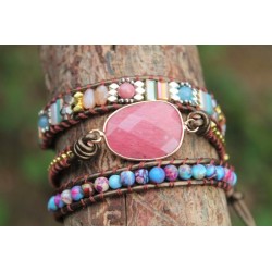 copy of Wrap bracelet three-ply rhodonite beads bracelet yoga meditation healing effect