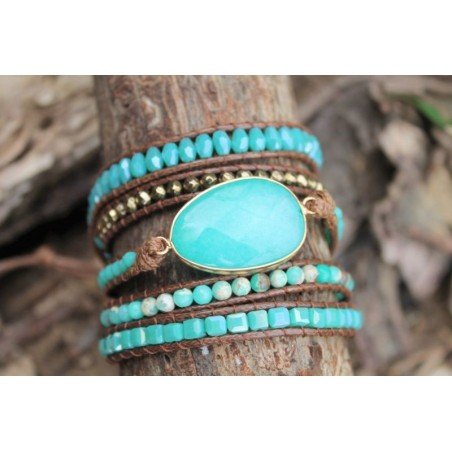Wickelarmband Amazonit für Harmonie Boho