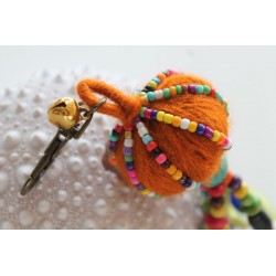 Schlüsselanhänger Taschenanhänger Wollknäul Ocker ca. 22 cm