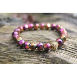 Faceted pearl bracelet, multicolour ground glass pearl glass ground