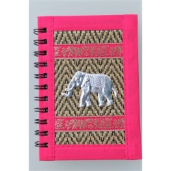 Notizbuch Naturfaser Thailand Elefant liniert 15x11 cm Rosa