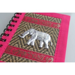 Notizbuch Naturfaser Thailand Elefant liniert 15x11 cm Rosa