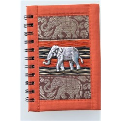 Notizbuch Naturfaser Thailand Elefant liniert 15x11 cm Orange