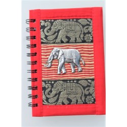 Notizbuch Naturfaser Thailand Elefant liniert 15x11 cm Hellrot