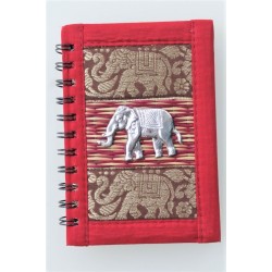 Notizbuch Naturfaser Thailand Elefant liniert 15x11 cm Dunkelrot