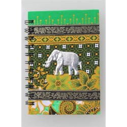 Notebook fabric Thailand with elephant spiral binding 15x11 cm
