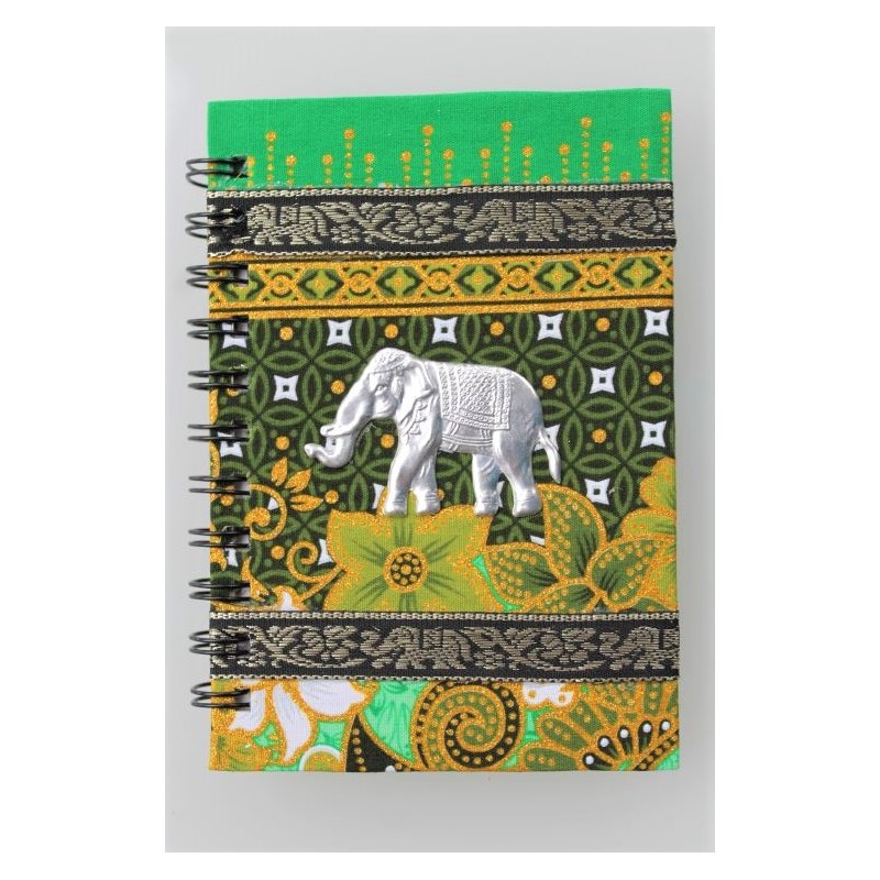 Notizbuch Stoff Thailand mit Elefant liniert