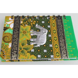 Notebook fabric Thailand with elephant spiral binding 15x11 cm