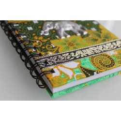 Notizbuch Stoff Thailand mit Elefant liniert 15x11 cm - THAI-M-083