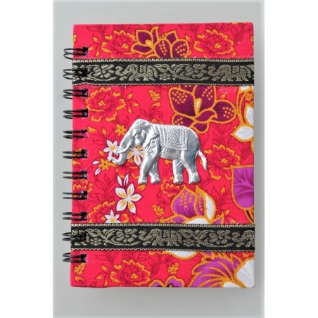 Notizbuch Stoff Thailand mit Elefant liniert