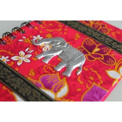 Notizbuch Stoff Thailand mit Elefant liniert 15x11 cm - THAI-M-085