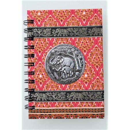Notizbuch Stoff Thailand mit Elefant liniert