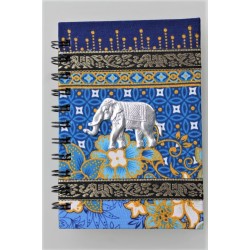 Notizbuch Stoff Thailand mit Elefant liniert 15x11 cm - THAI-M-090
