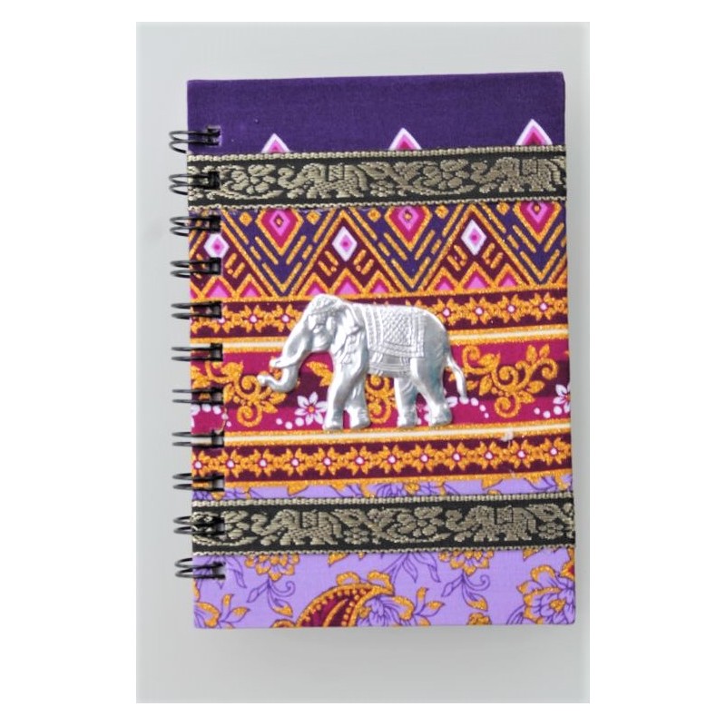 Notizbuch Stoff Thailand mit Elefant liniert