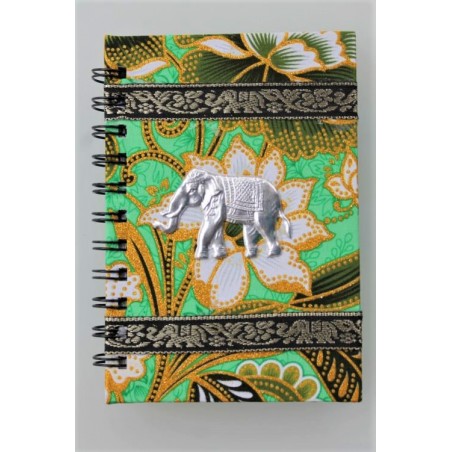 Notizbuch Stoff Thailand mit Elefant liniert