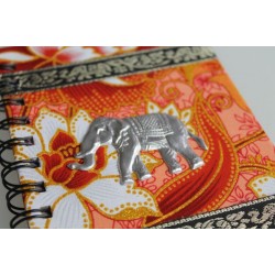 Notizbuch Stoff Thailand mit Elefant liniert 15x11 cm - THAI-M-096