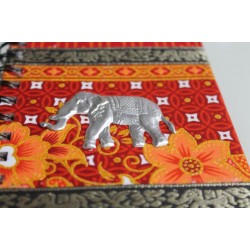 Notizbuch Stoff Thailand mit Elefant liniert 15x11 cm - THAI-M-097