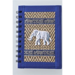 Notizbuch Naturfaser Thailand Elefant liniert 15x11 cm Blau