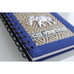 Notizbuch Naturfaser Thailand Elefant liniert 15x11 cm Blau