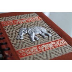 Notizbuch Naturfaser Thailand Elefant liniert 15x11 cm Ocker
