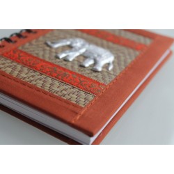Notizbuch Naturfaser Thailand Elefant liniert 15x11 cm Ocker