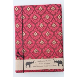 Tagebuch Notizbuch Stoff Thailand mit Elefant 15x11 cm - THAI-M-105