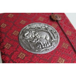Tagebuch Notizbuch Stoff Thailand mit Elefant 15x11 cm - THAI-M-105