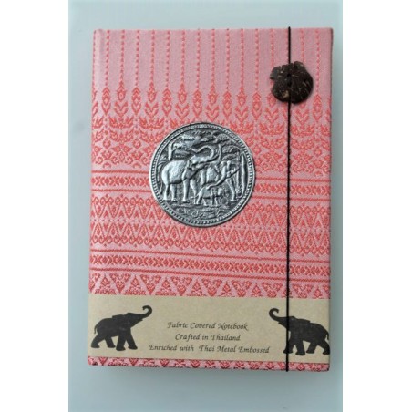 Tagebuch Notizbuch Stoff Thailand mit Elefant 15x11 cm
