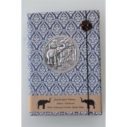 Tagebuch Notizbuch Stoff Thailand mit Elefant 15x11 cm - THAI-M-128