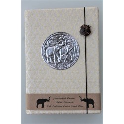 Tagebuch Notizbuch Stoff Thailand mit Elefant 15x11 cm - THAI-M-134