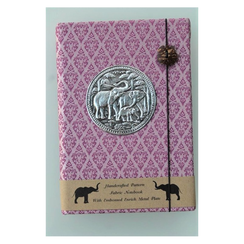 Tagebuch Notizbuch Stoff Thailand mit Elefant 15x11 cm