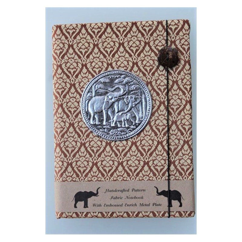 Tagebuch Notizbuch Stoff Thailand mit Elefant 15x11 cm