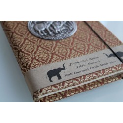 Tagebuch Notizbuch Stoff Thailand mit Elefant 15x11 cm - THAI-M-136