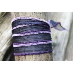 Seidenarmband Wickelarmband Seidenband Violett/Blau