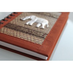Notizbuch Naturfaser Thailand Elefant liniert 15x11 cm Braun