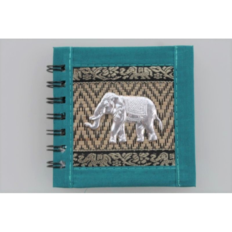 Notizbuch Stoff Thailand mit Elefant Spiralbindun
