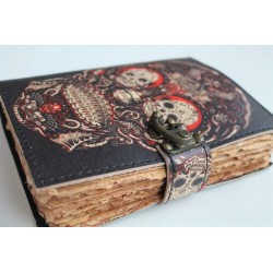 Notebook diary leather book skull leather 17.5x13 cm
