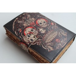 Notebook diary leather book skull leather 17.5x13 cm