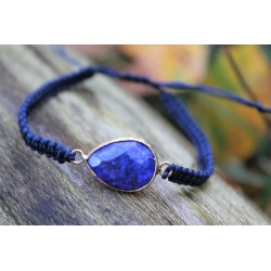 Lapislazuli Lapis Makramee Armband Edelsteinarmband für Glück und Heilung Blau