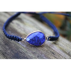 Lapislazuli Lapis Makramee Armband Edelsteinarmband für Glück und Heilung Blau