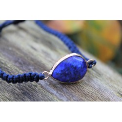 Lapislazuli Lapis Makramee Armband Edelsteinarmband für Glück und Heilung Blau