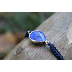 Lapislazuli Lapis Makramee Armband Edelsteinarmband für Glück und Heilung Blau