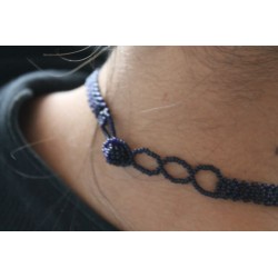 Glasperlen Halskette und Armband Set Dunkelblau - MODE319